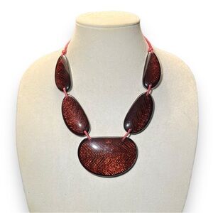 Resin Art Double Strand Chunky Red Statement Necklace